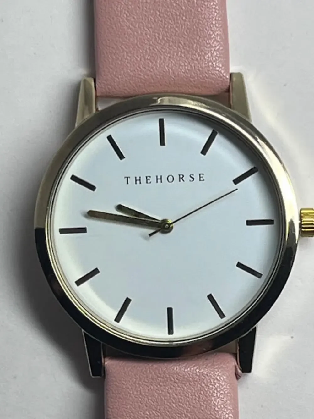 THEHORSE Gold Watch Quartz Pink Leather Band ALL316L 3ATM Water Res Mens Formal